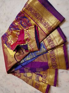 Kanjivaram Silk Saree With Blouse 🔥