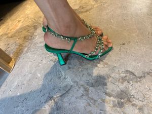 Zara Emerald Green Embellished Heels