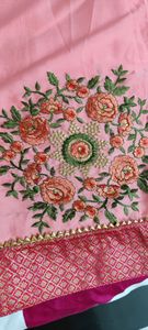 peach saree Without Blouse