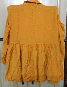 Mustard cold shoulder tunic short kurti