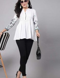 White Floral Printed Aline Top