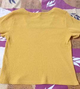 Mustard Ribbed Square Neck Top