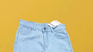 🤑L@85 Size-26 Light Wash Wide Leg Cargo Jeans