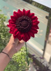 Crochet Red Sunflower