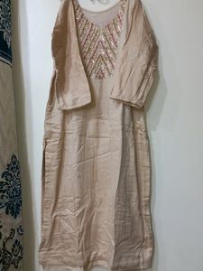 Glace Cotton, Sikvens Work, Round Neck, Pent Length 35,A Beautiful Organza Dupata