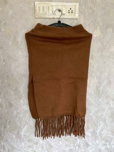 Brown Fringe slit skirt