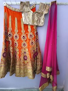 Gorgeous Pink &amp; Orange Lehenga