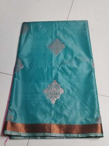 Sea green soft silk saree