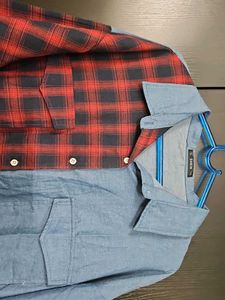 Shein Half Denim N Plaid Shirt