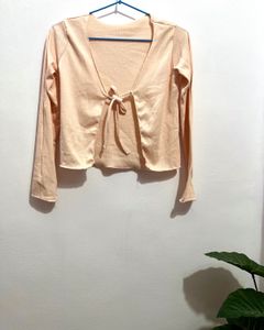 Peach Tie-Front Top