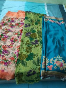 Set of 3 Floral Print Saris