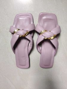 Lilac Slides with Gold Detail