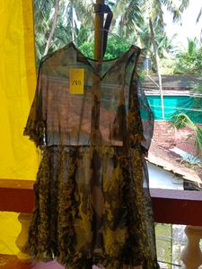 Camo Print Ruffle Mini Dress/ Top