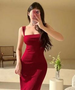 Newme Red squared maxi dress