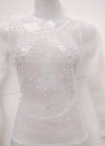 Pearl Embellished Sheer Top