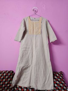 Khaki Kurti with Embroidery