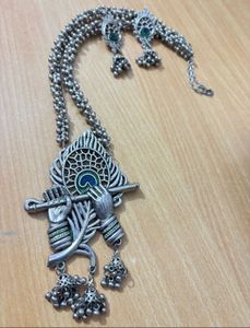 Krishna Inspired oxidised Silver Jewelry Set