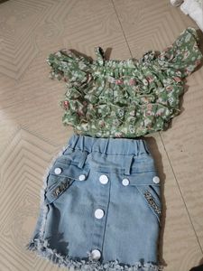 Baby Girl Dress Top Scart Danim Scart With Fancy Top