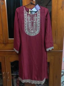 Beautiful New Maroon Embroidered Kurti