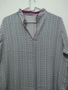 Beige Cream Printed Kurta