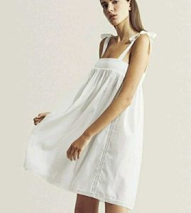 White Cotton Babydoll Mini Dress