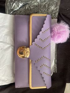 Chic Purple Studded Wallet with Charm