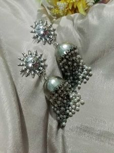 Oxidised Silver Big Drop Earrings