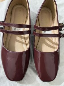 Burgundy Mary Jane Ballerinas