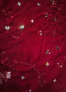 New Maroon Net Saree