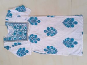 New White Colour Kurti With Heavy Neck Design