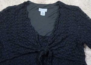 Black Textured Long Sleeve Top