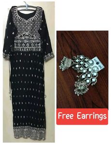 Women's Sequined Black Kurta Pajama with Dupatta