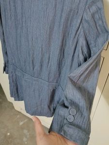 Blue Ruffle Detail Jacket