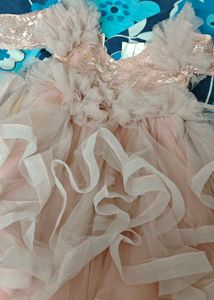 Elegant Pink Ruffled Girls Dress