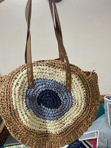 Evil Eye Handbag With Zip Closure And Handles