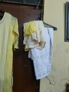 Yellow Embroidered Kurta Set Combo