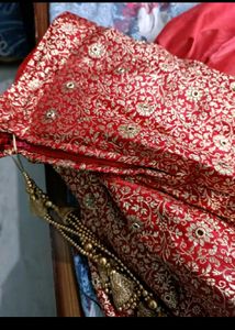 Elegant Red &amp; Gold Lehenga Skirt