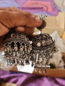 Silver Jhumka Earrings