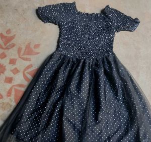 Black With White Polka Dots Midi Dress