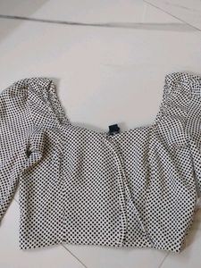 Polka Dot Puff Sleeve Top