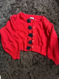 Red Knit Cardigan free size