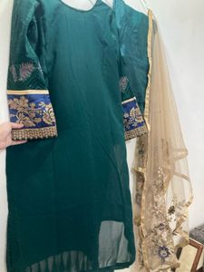 Green Embroidered Pakistani Suit