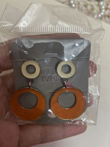 Orange Circle Drop Earrings