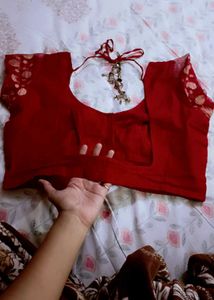 Maroon Net sleeve Blouse