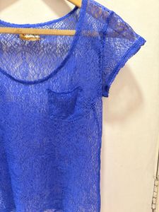 Royal Blue Lace Pocket Tee