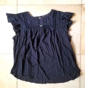 Marks &amp; Spencer Navy Blue Net Top -Everyday Wear