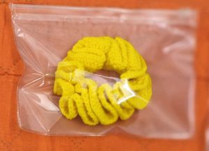 Yellow and Pink Crochet Scrunchie