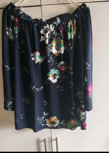 Navy Blue Floral Top Women.