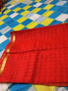 Red Cotton silk saree.