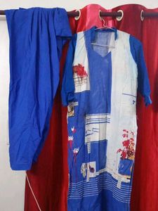 Blue Printed Kurta Set